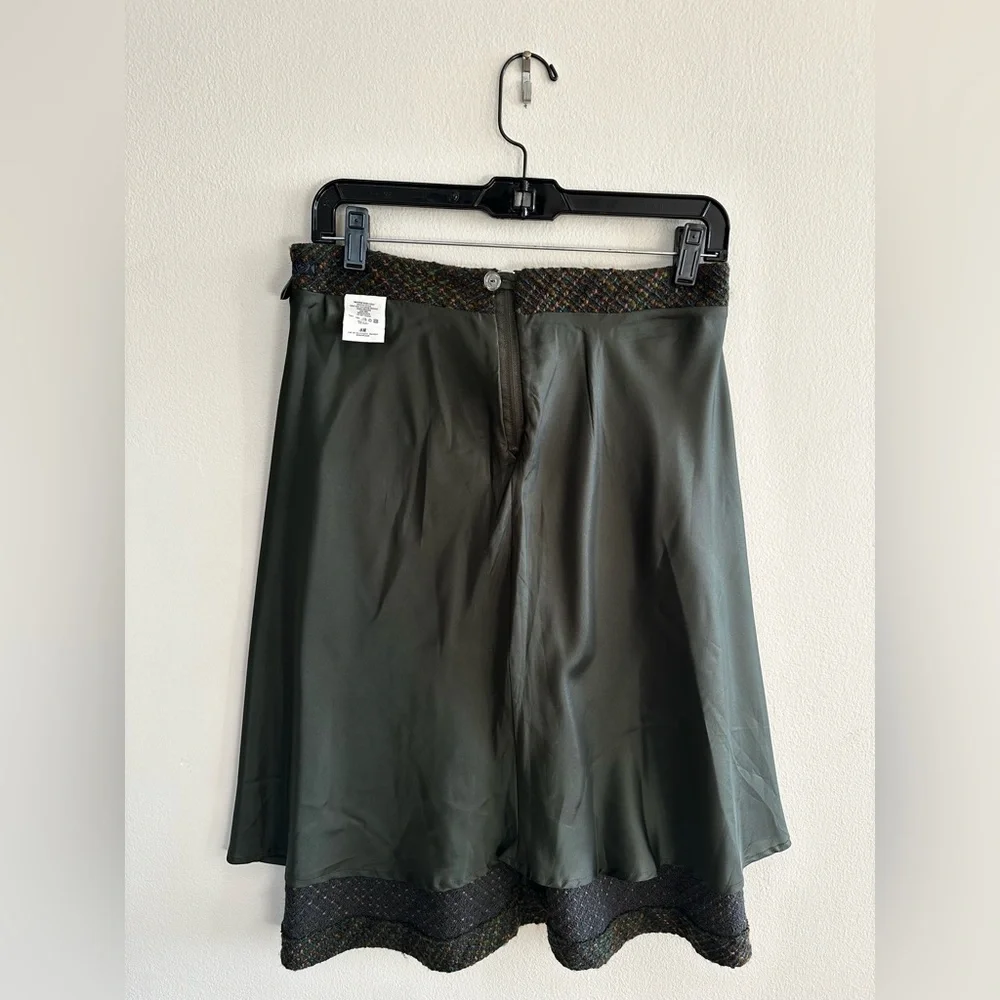 Vintage Tweed A-Line Skirt – H&M, Size 6, Academia Style, Green/Brown - Picture 6 of 8